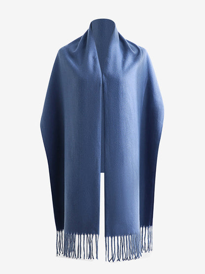 Solid Color Mid Length Winter Tassel Scarf