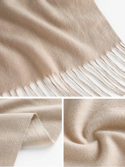 Solid Color Mid Length Winter Tassel Scarf