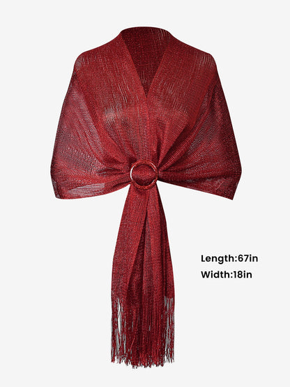 See Through Solid Color Tassel Long Scarf
