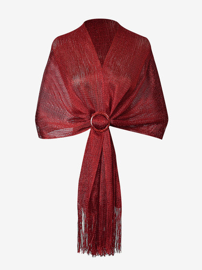 See Through Solid Color Tassel Long Scarf