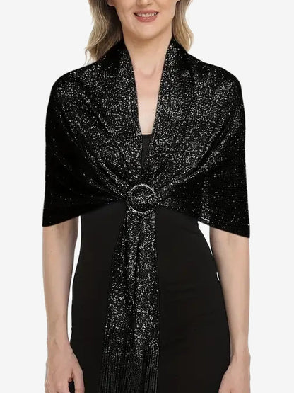 See Through Solid Color Tassel Long Scarf