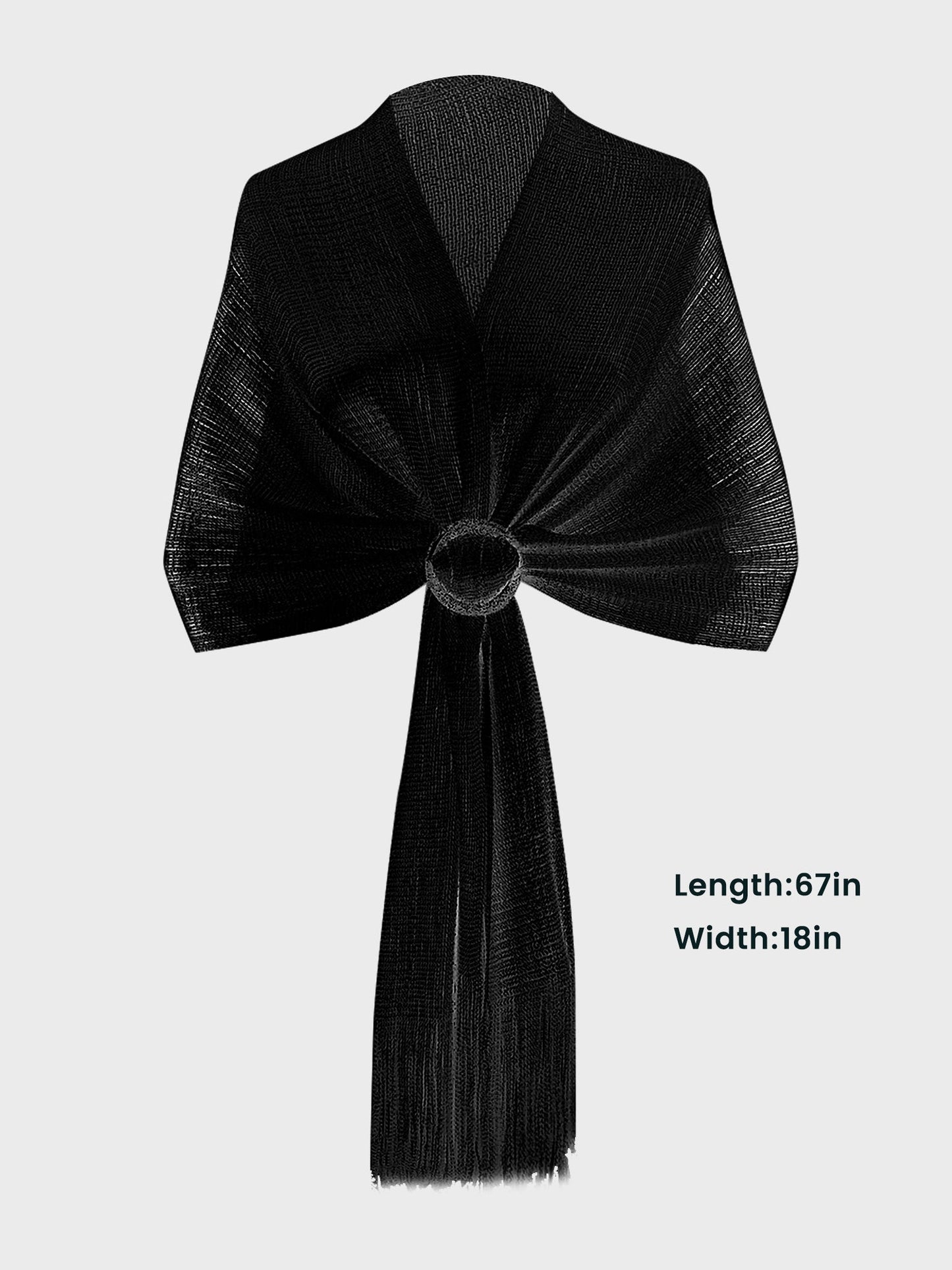 See Through Solid Color Tassel Long Scarf