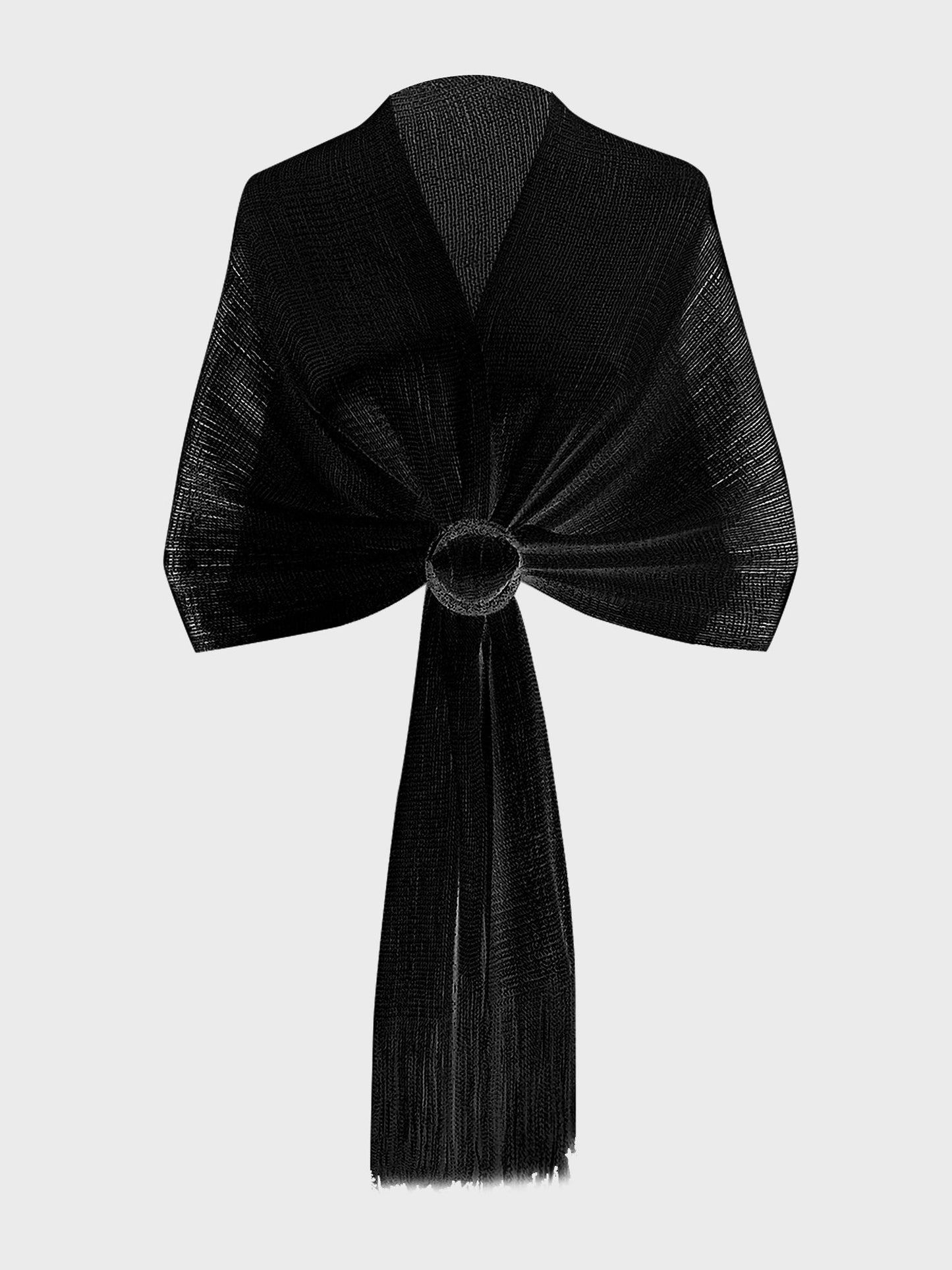 See Through Solid Color Tassel Long Scarf