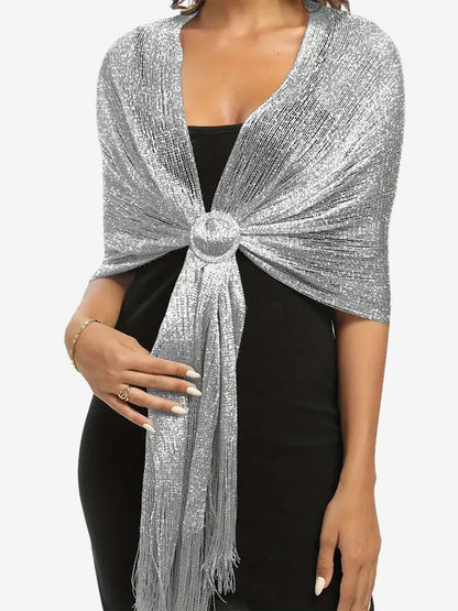 See Through Solid Color Tassel Long Scarf