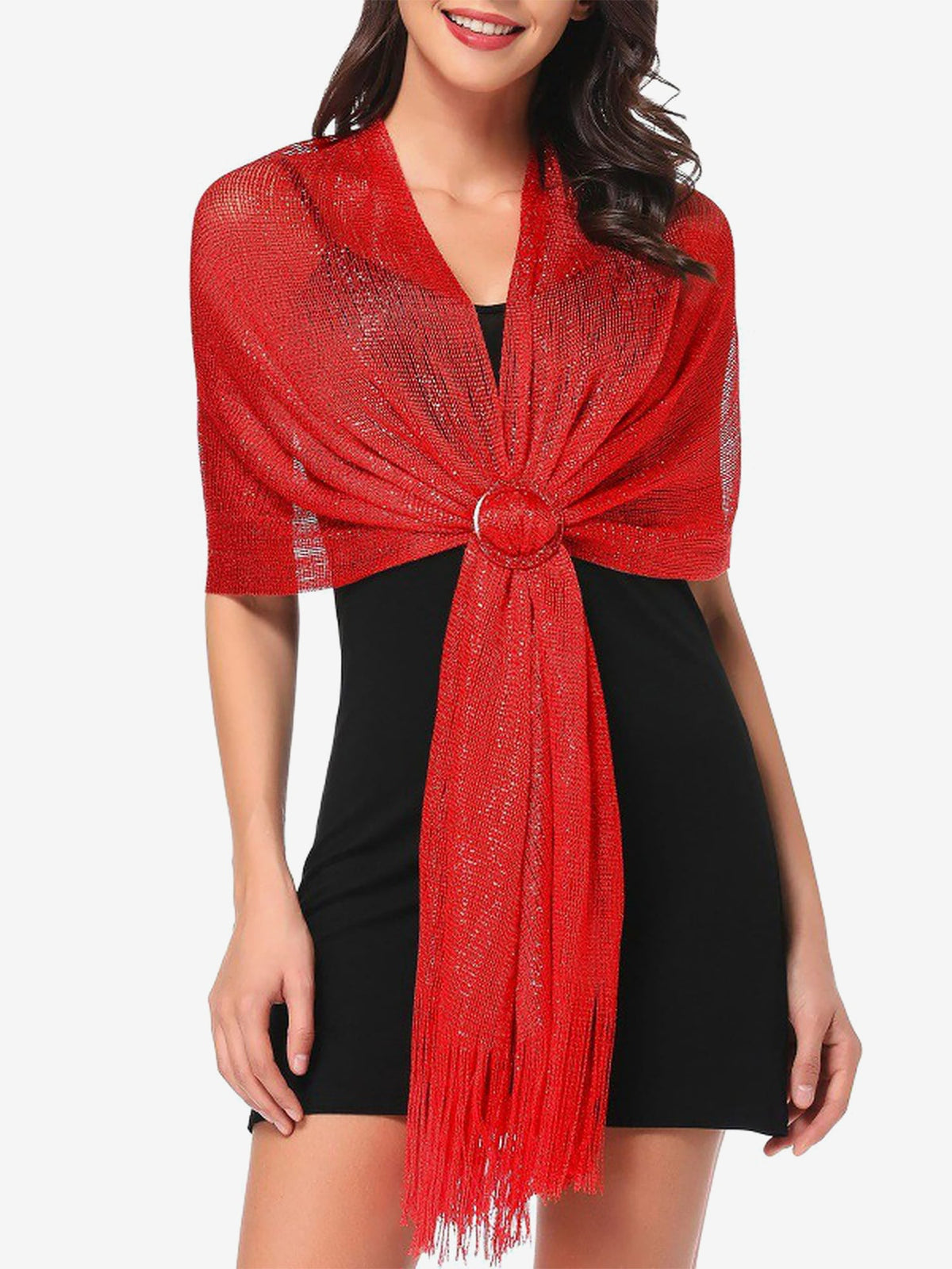 See Through Solid Color Tassel Long Scarf