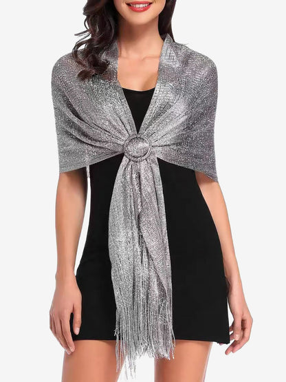 See Through Solid Color Tassel Long Scarf