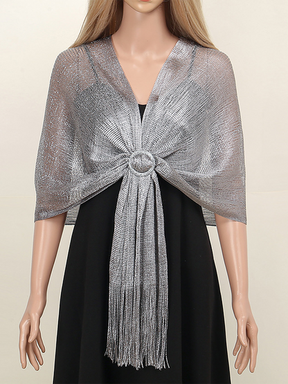 See Through Solid Color Tassel Long Scarf