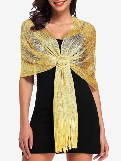 See Through Solid Color Tassel Long Scarf
