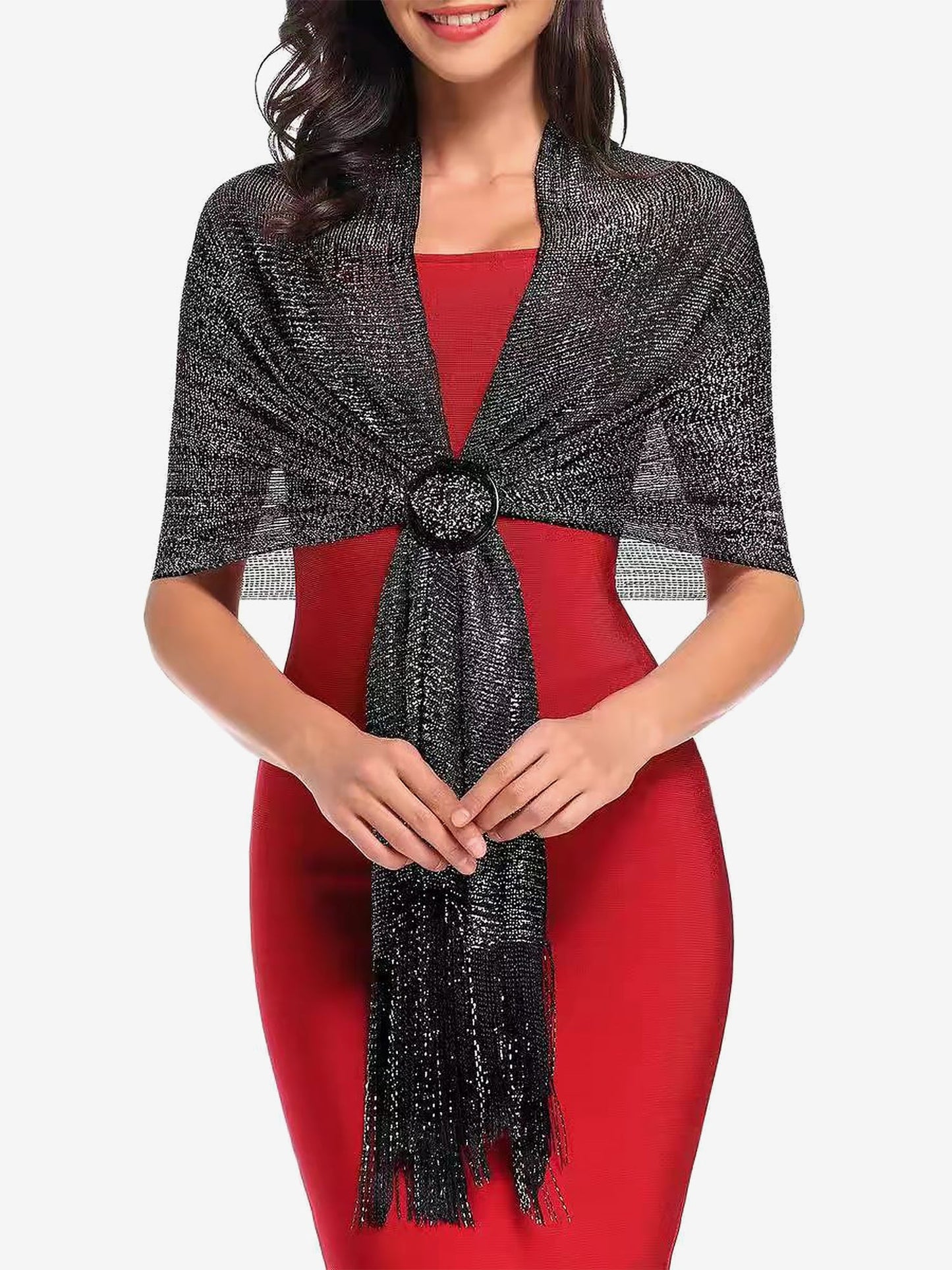 See Through Solid Color Tassel Long Scarf