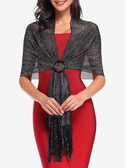 See Through Solid Color Tassel Long Scarf