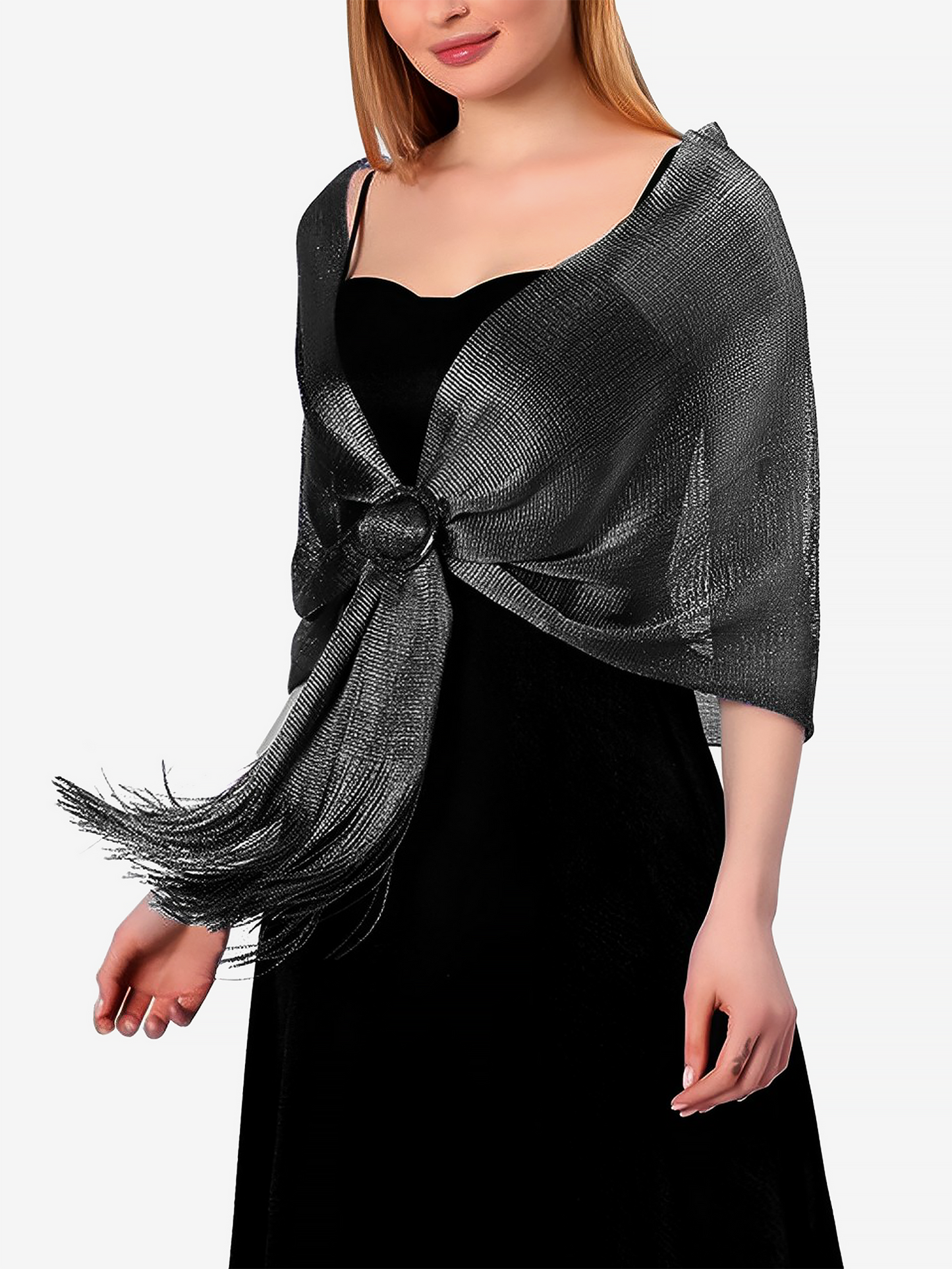 See Through Solid Color Tassel Long Scarf
