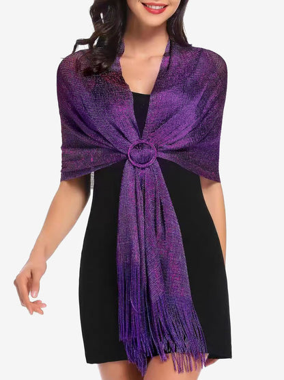 See Through Solid Color Tassel Long Scarf