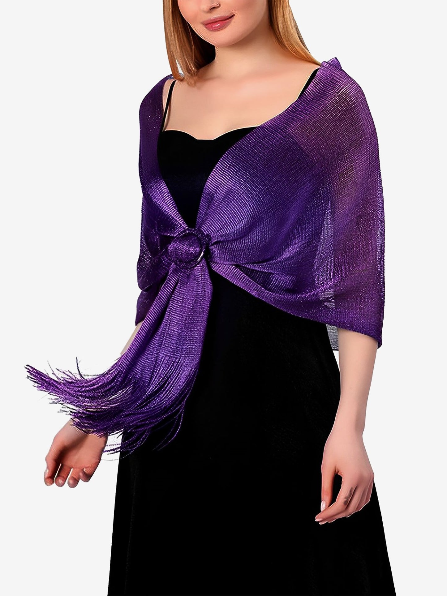 See Through Solid Color Tassel Long Scarf