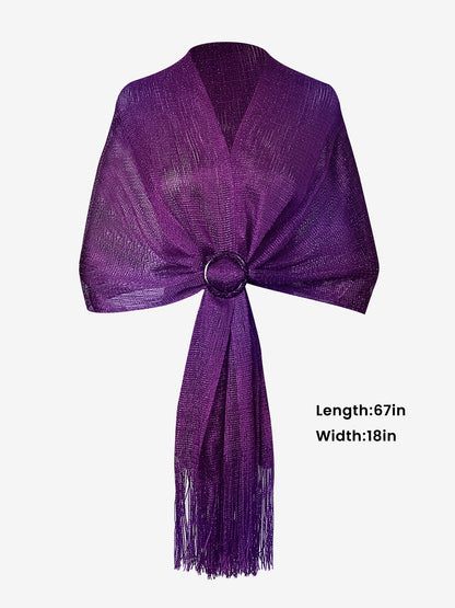 See Through Solid Color Tassel Long Scarf