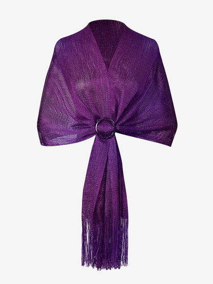 See Through Solid Color Tassel Long Scarf