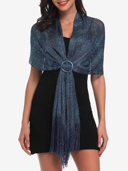 See Through Solid Color Tassel Long Scarf