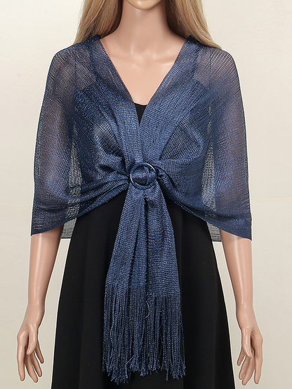 See Through Solid Color Tassel Long Scarf