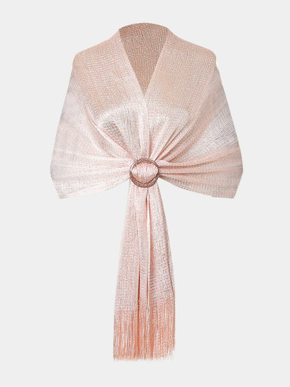 See Through Solid Color Tassel Long Scarf