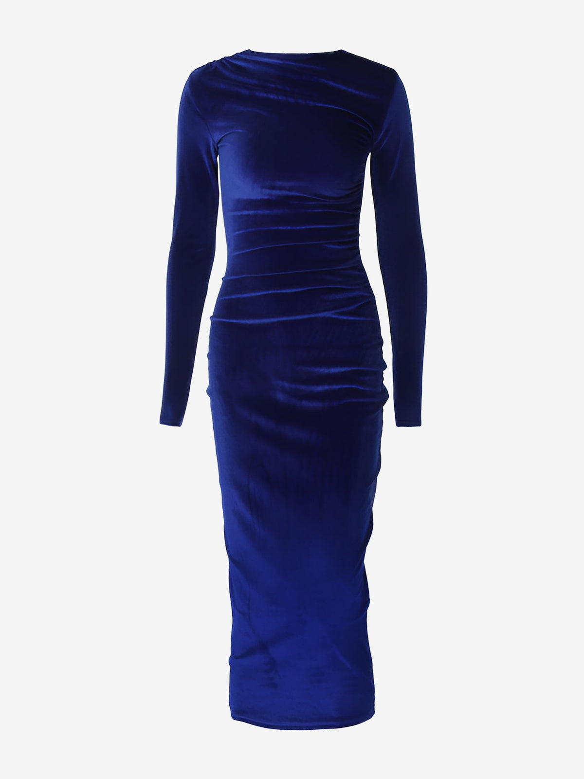Velvet Ruched Long Sleeves Bodycon Maxi Dress