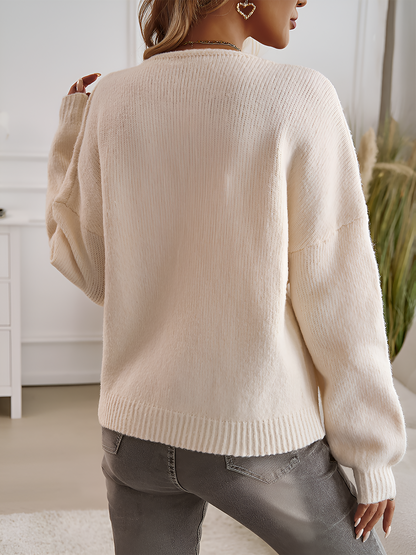 Ribbed Knit Lace-Up Bow Long Sleeves Cardigan