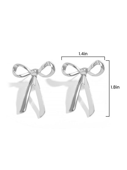 Alloy Faux Pearl Rhinestones Bow Shape Stud Earrings