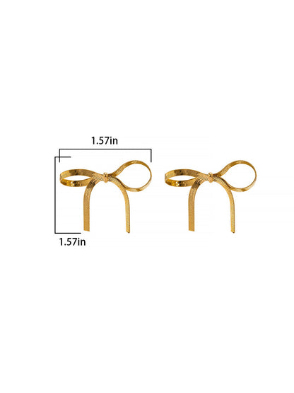 Alloy Faux Pearl Rhinestones Bow Shape Stud Earrings