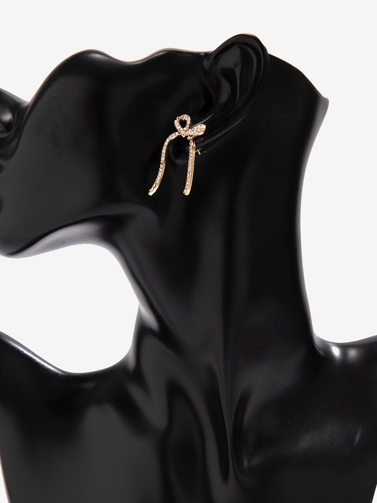 Alloy Faux Pearl Rhinestones Bow Shape Stud Earrings
