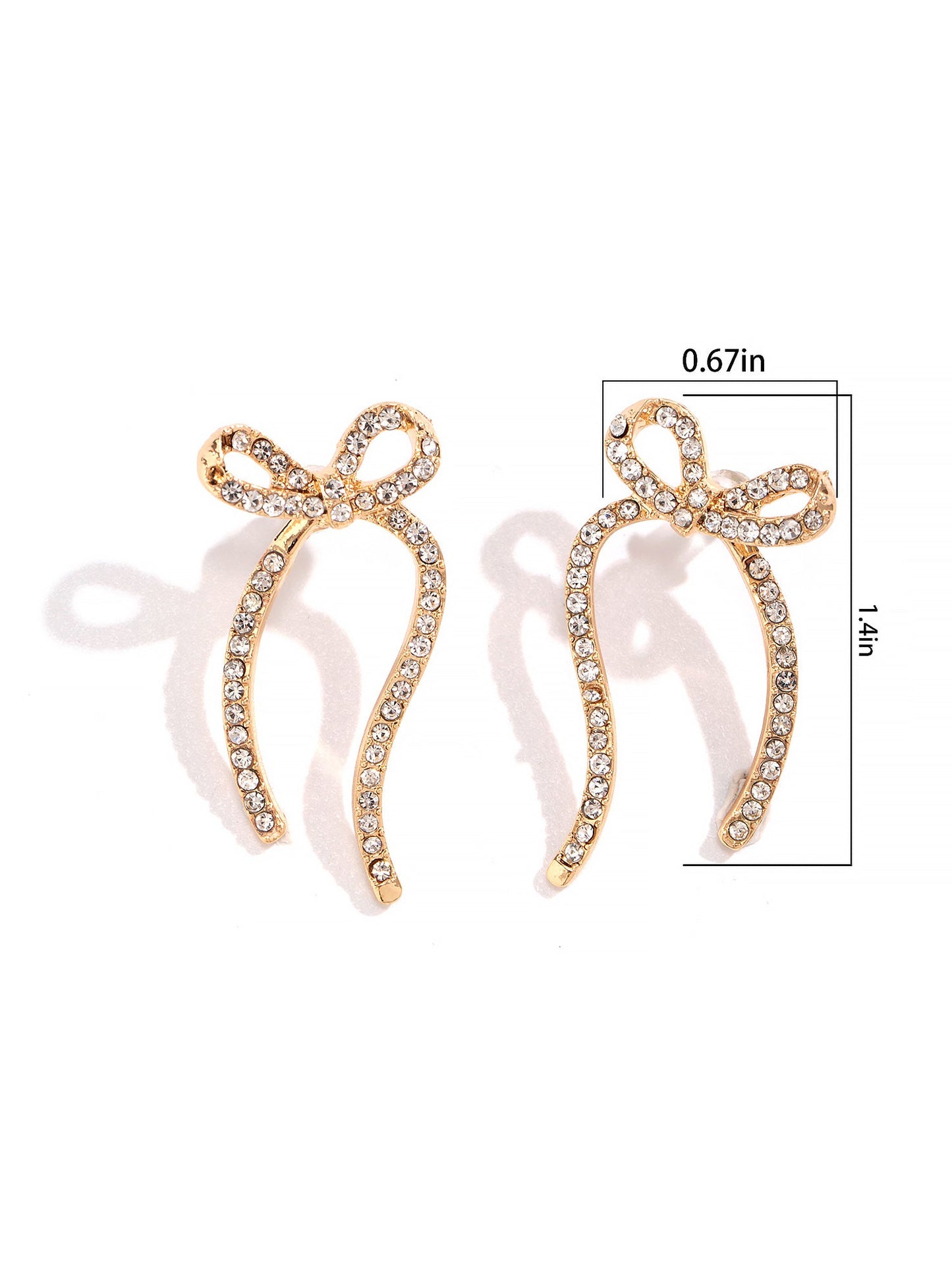 Alloy Faux Pearl Rhinestones Bow Shape Stud Earrings