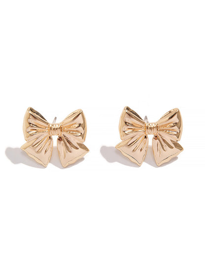 Alloy Faux Pearl Rhinestones Bow Shape Stud Earrings