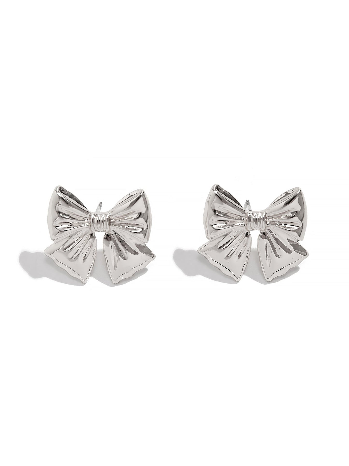 Alloy Faux Pearl Rhinestones Bow Shape Stud Earrings