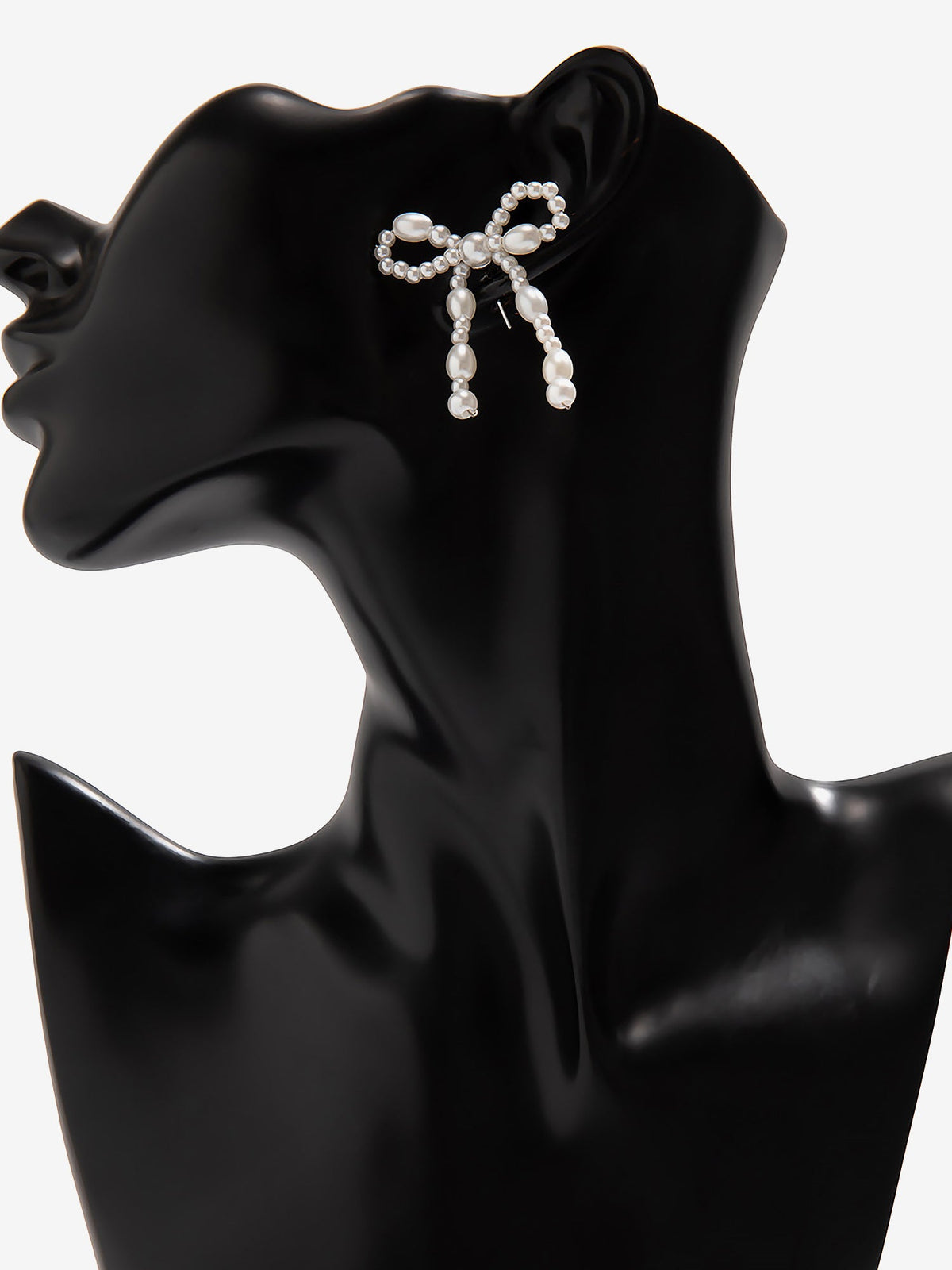 Alloy Faux Pearl Rhinestones Bow Shape Stud Earrings