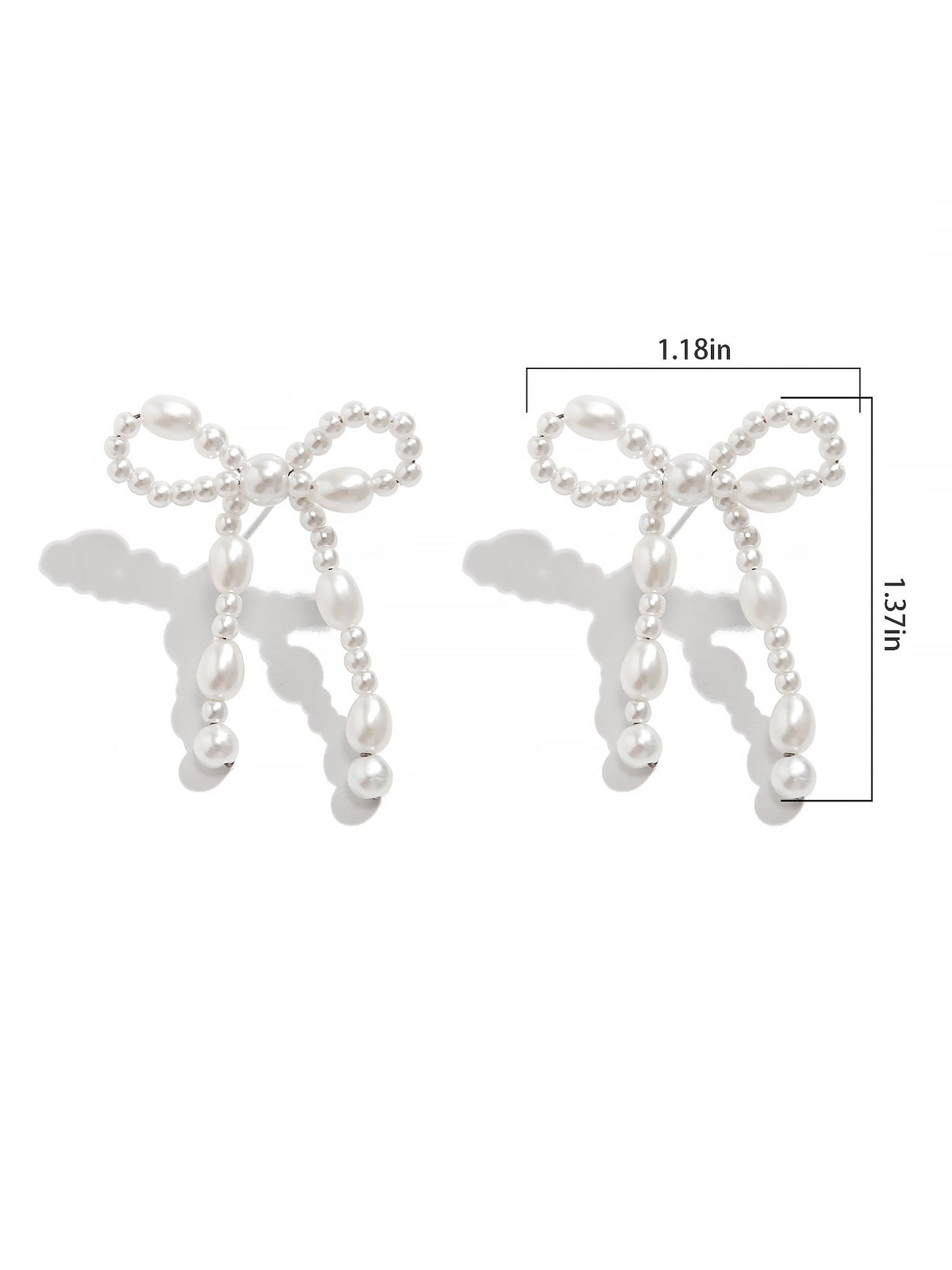 Alloy Faux Pearl Rhinestones Bow Shape Stud Earrings
