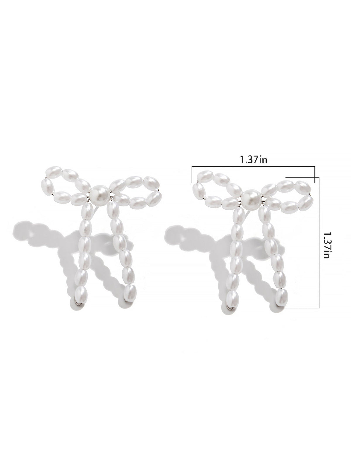 Alloy Faux Pearl Rhinestones Bow Shape Stud Earrings