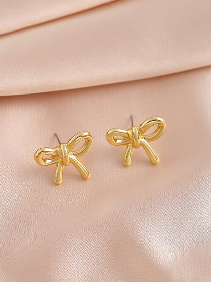 Alloy Faux Pearl Rhinestones Bow Shape Stud Earrings