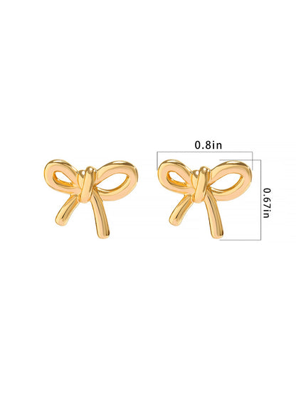 Alloy Faux Pearl Rhinestones Bow Shape Stud Earrings