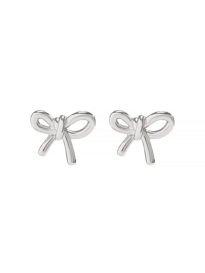 Alloy Faux Pearl Rhinestones Bow Shape Stud Earrings