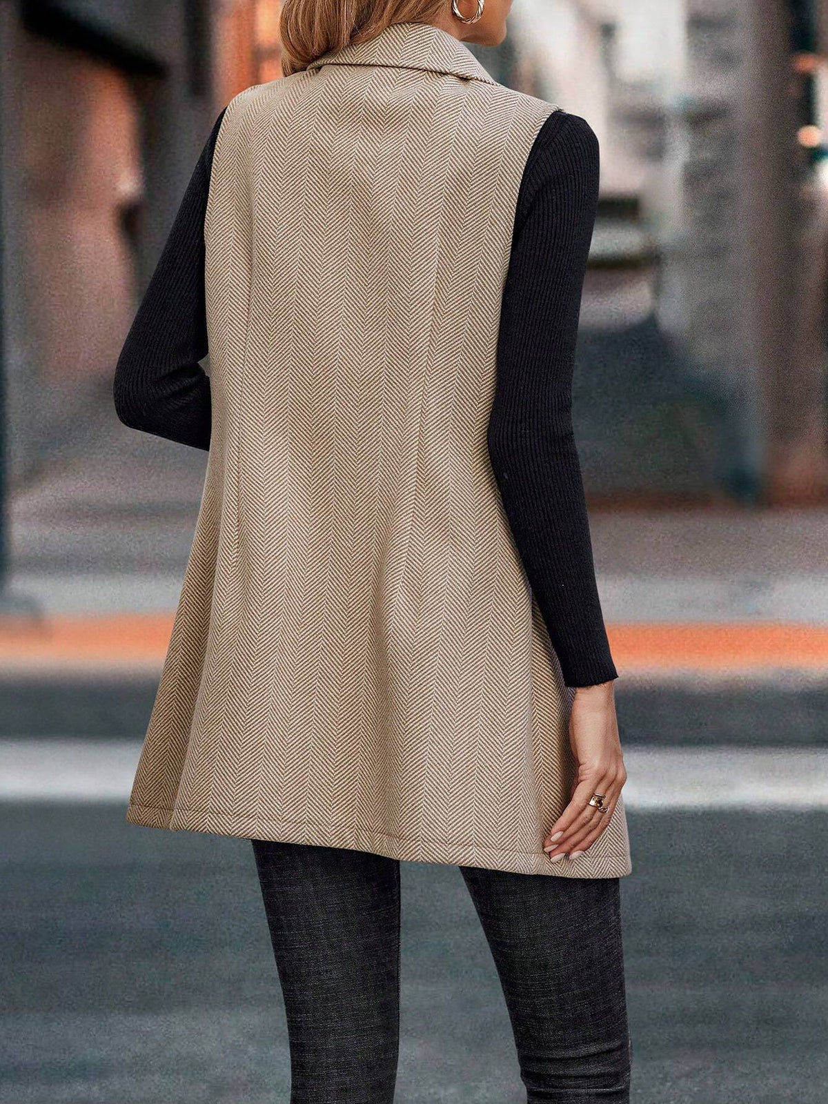 Modern Sleeveless Notched Lapel Double Breasted Tailored Fit Vest