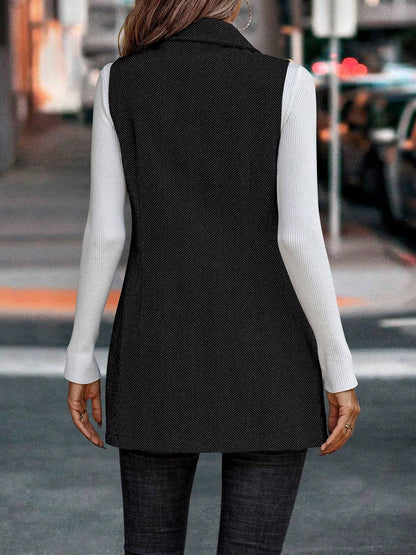 Modern Sleeveless Notched Lapel Double Breasted Tailored Fit Vest