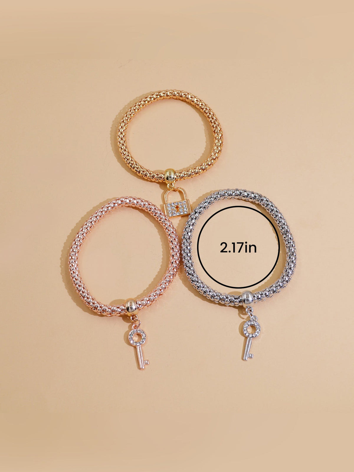 3 Packs Corn Chain Alloy Pendant Bracelet Set