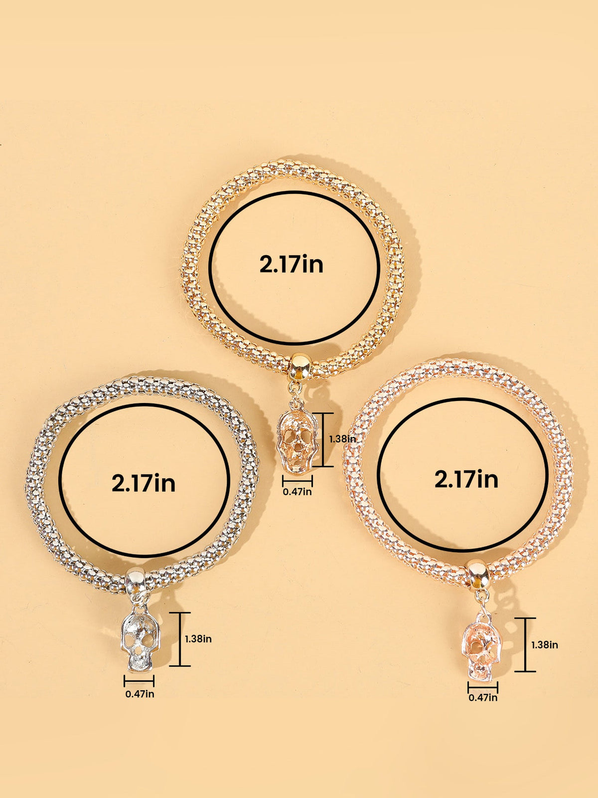 3 Packs Corn Chain Alloy Pendant Bracelet Set