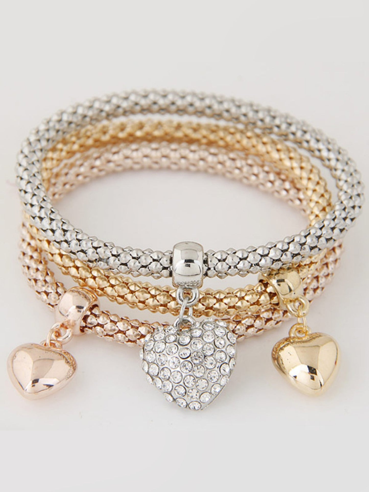 3 Packs Corn Chain Alloy Pendant Bracelet Set