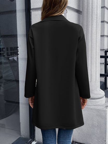 Solid Color Double-Breasted Mid-Length Jacket