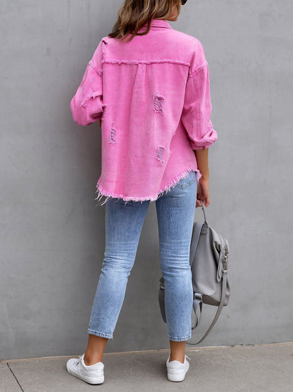 Long Sleeves Button Down Denim Jean Jacket
