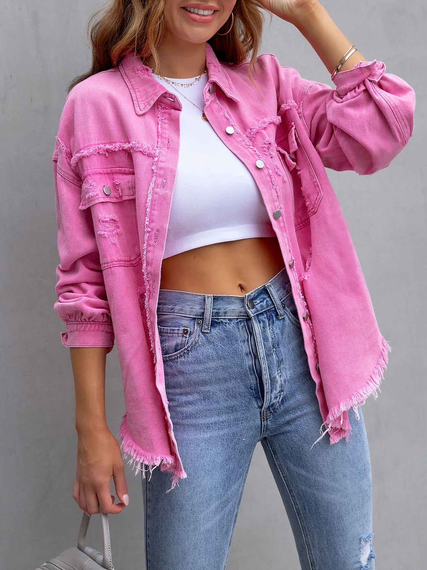 Long Sleeves Button Down Denim Jean Jacket