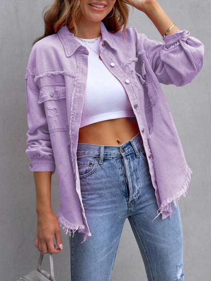 Long Sleeves Button Down Denim Jean Jacket