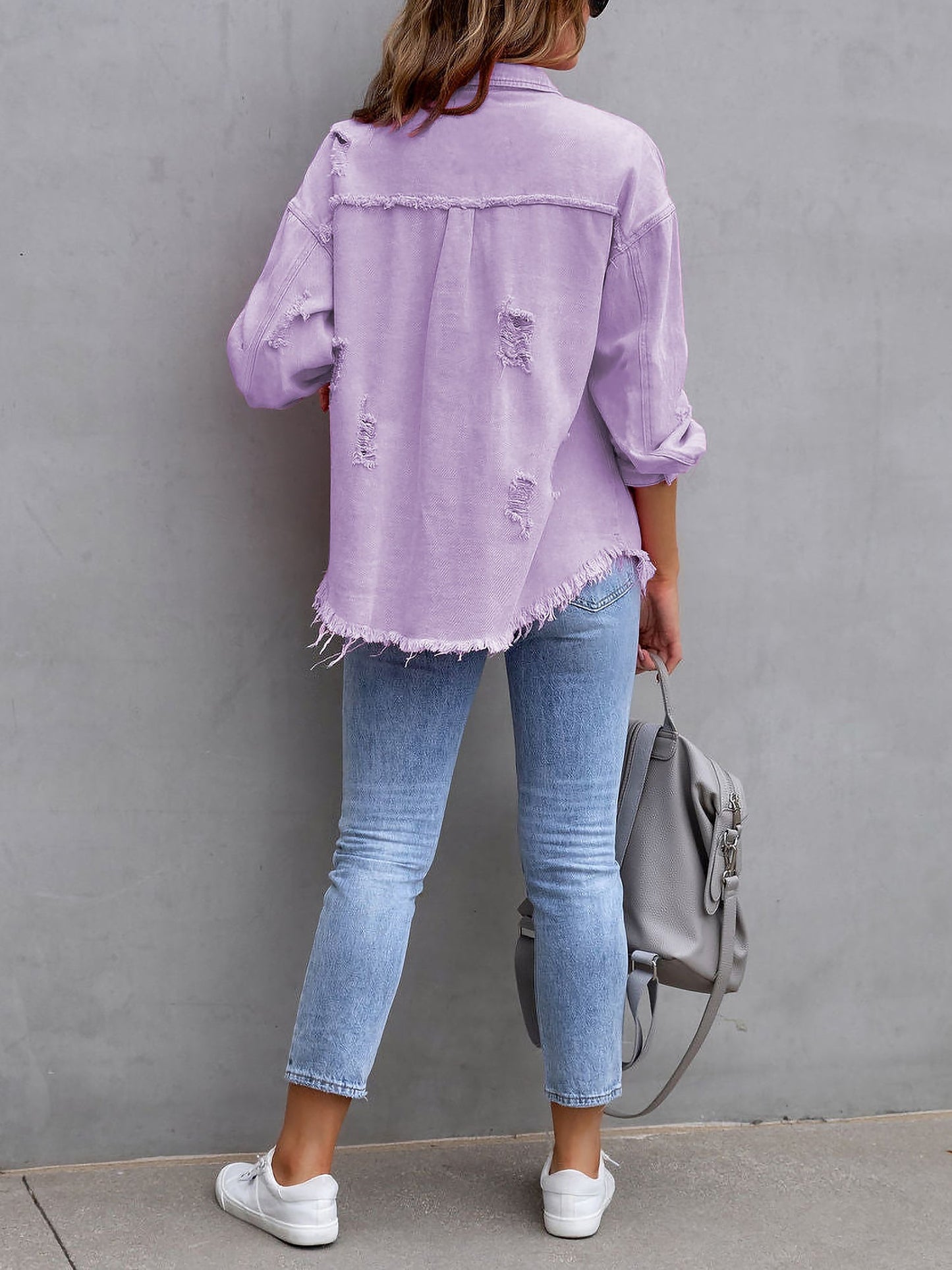 Long Sleeves Button Down Denim Jean Jacket