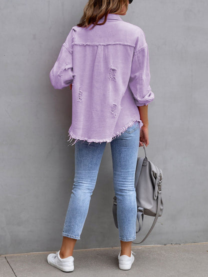 Long Sleeves Button Down Denim Jean Jacket