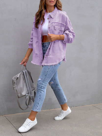 Long Sleeves Button Down Denim Jean Jacket