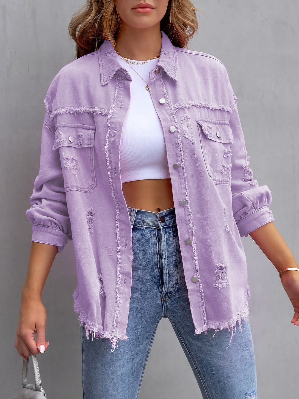Long Sleeves Button Down Denim Jean Jacket