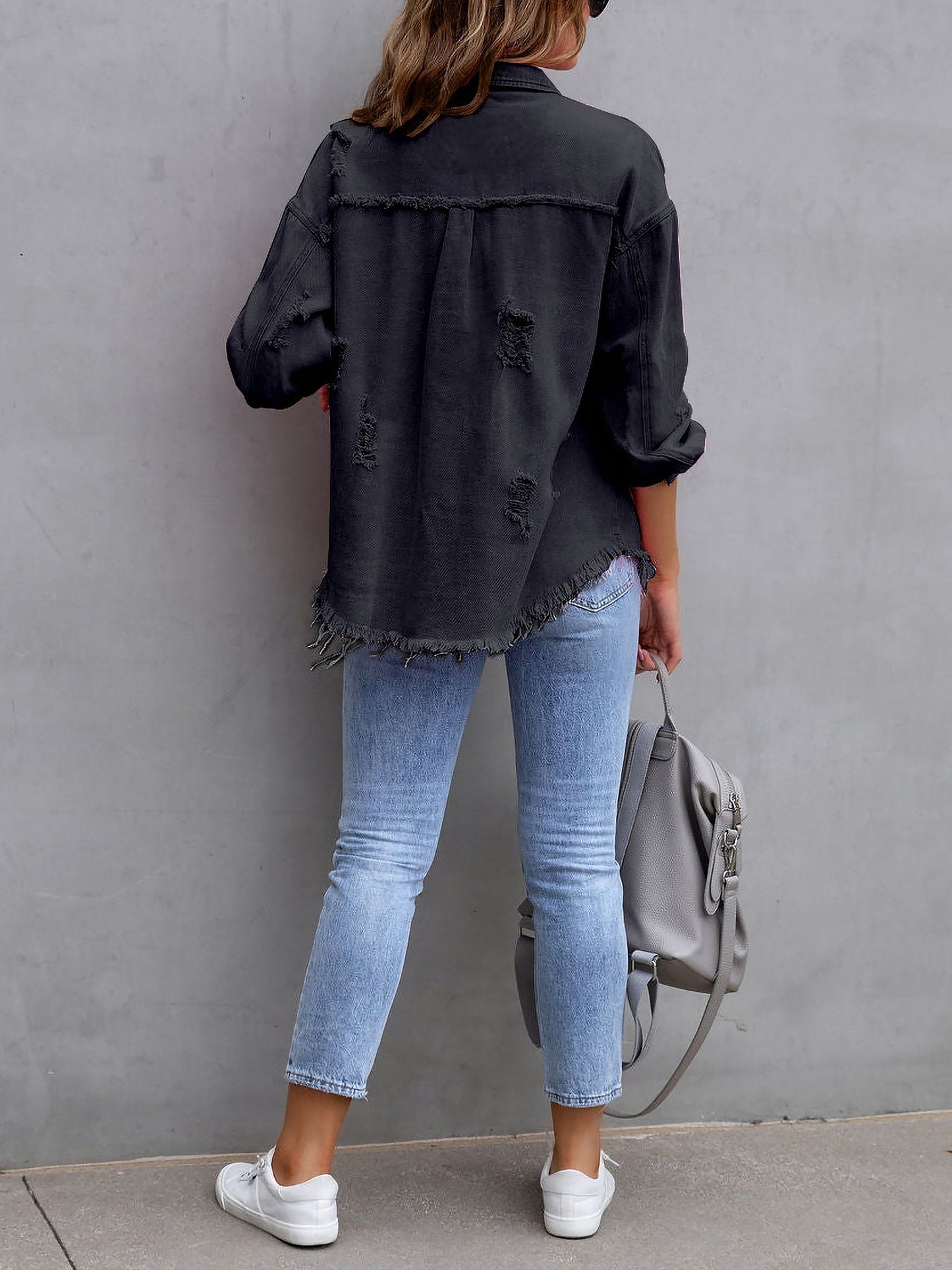Long Sleeves Button Down Denim Jean Jacket